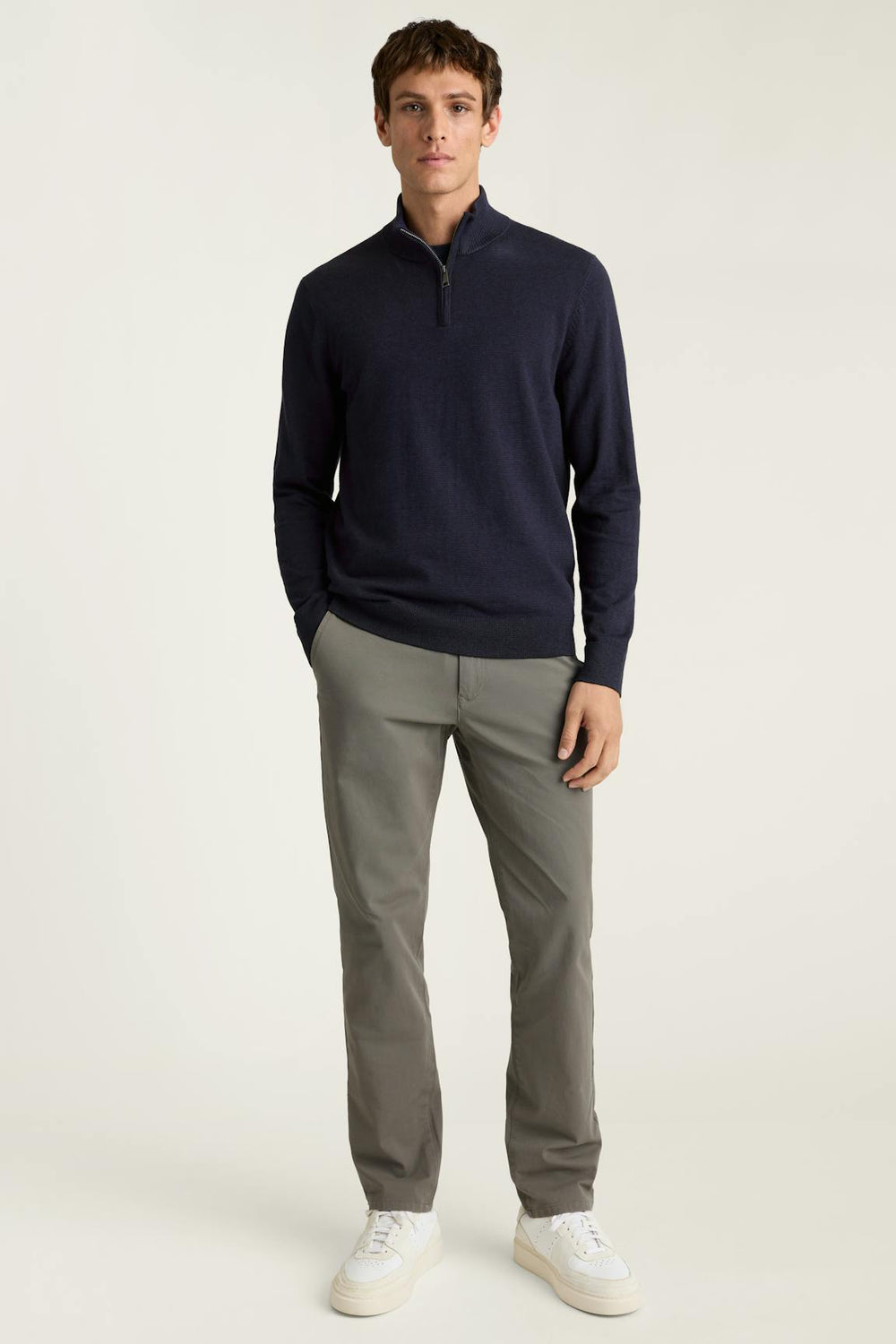 Washable Cotton Cashmere Quarter Zip