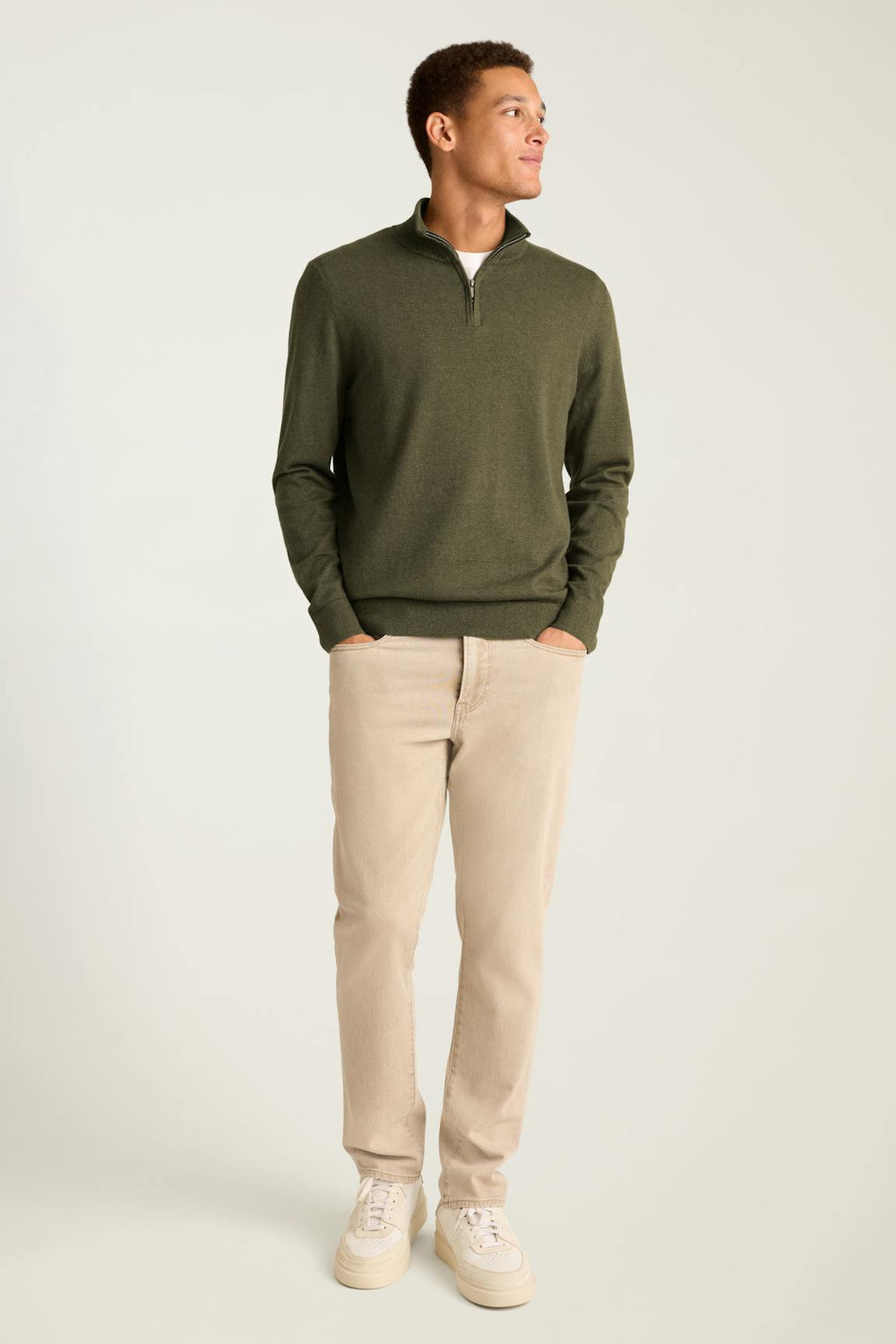 Washable Cotton Cashmere Quarter Zip