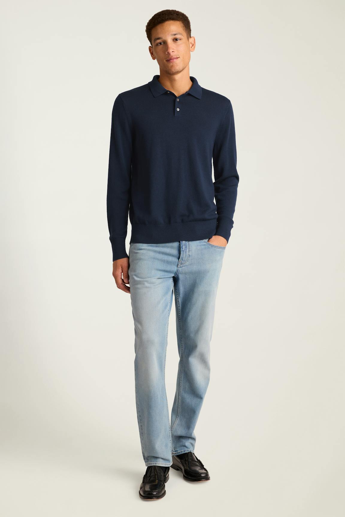 Merino Long Sleeve Sweater Polo