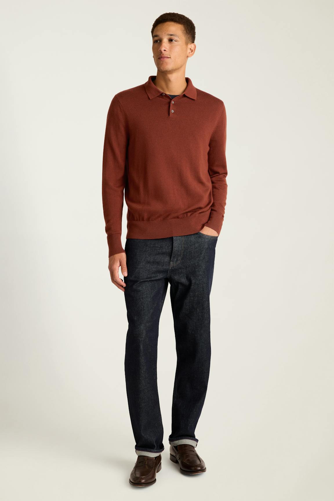 Merino Long Sleeve Sweater Polo