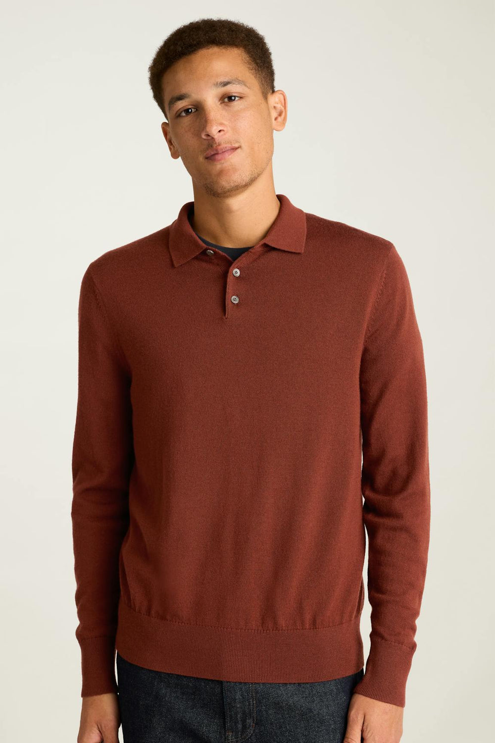 Merino Long Sleeve Sweater Polo
