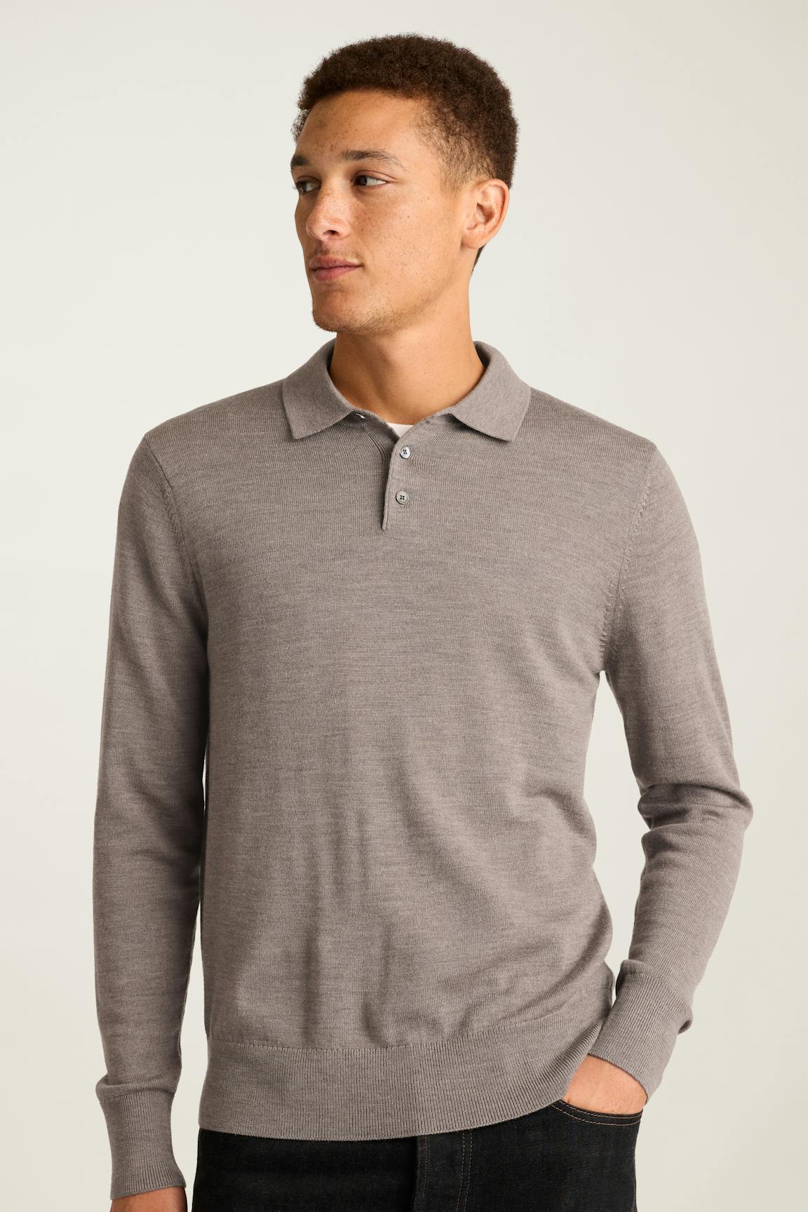 Merino Long Sleeve Sweater Polo