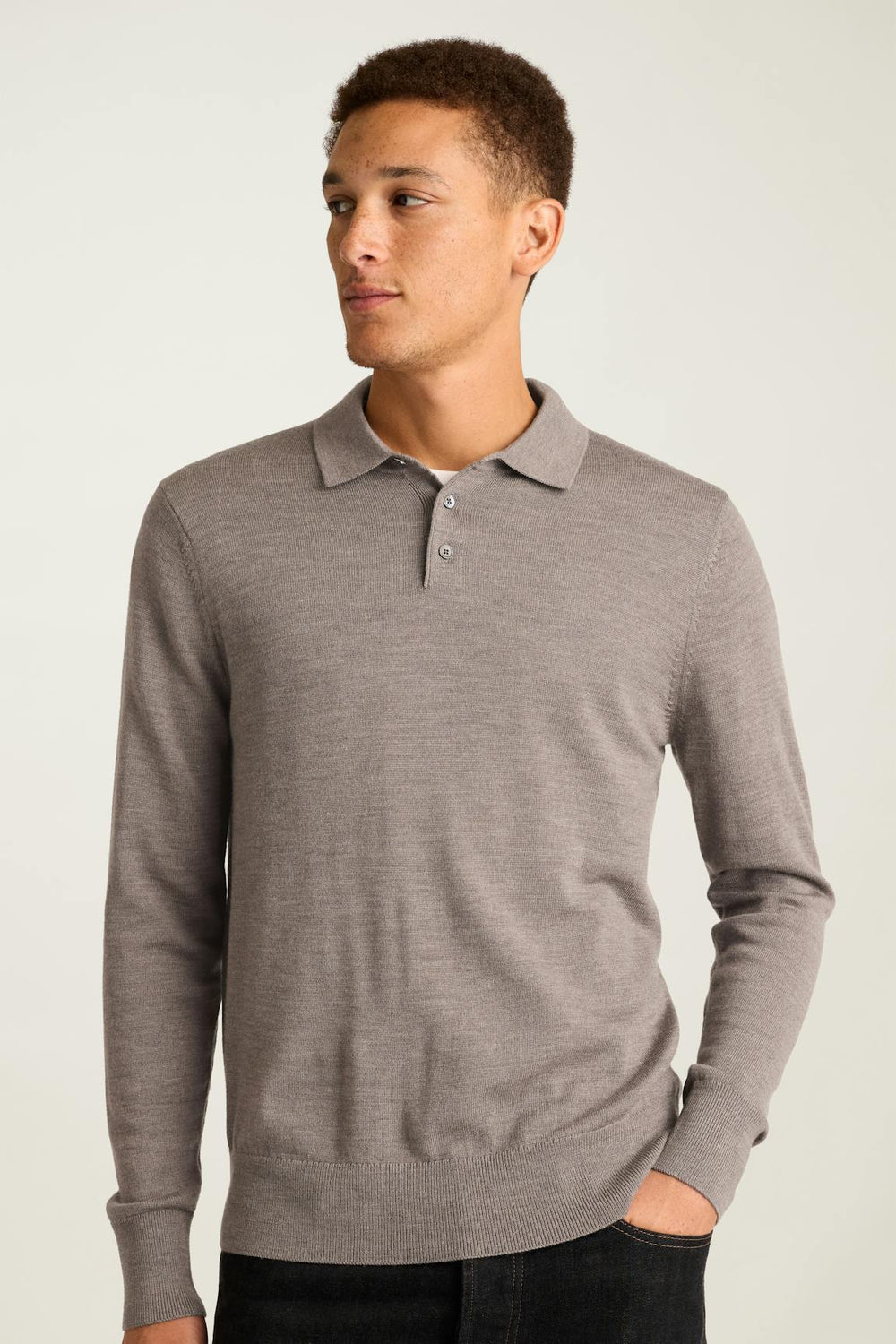 Merino Long Sleeve Sweater Polo