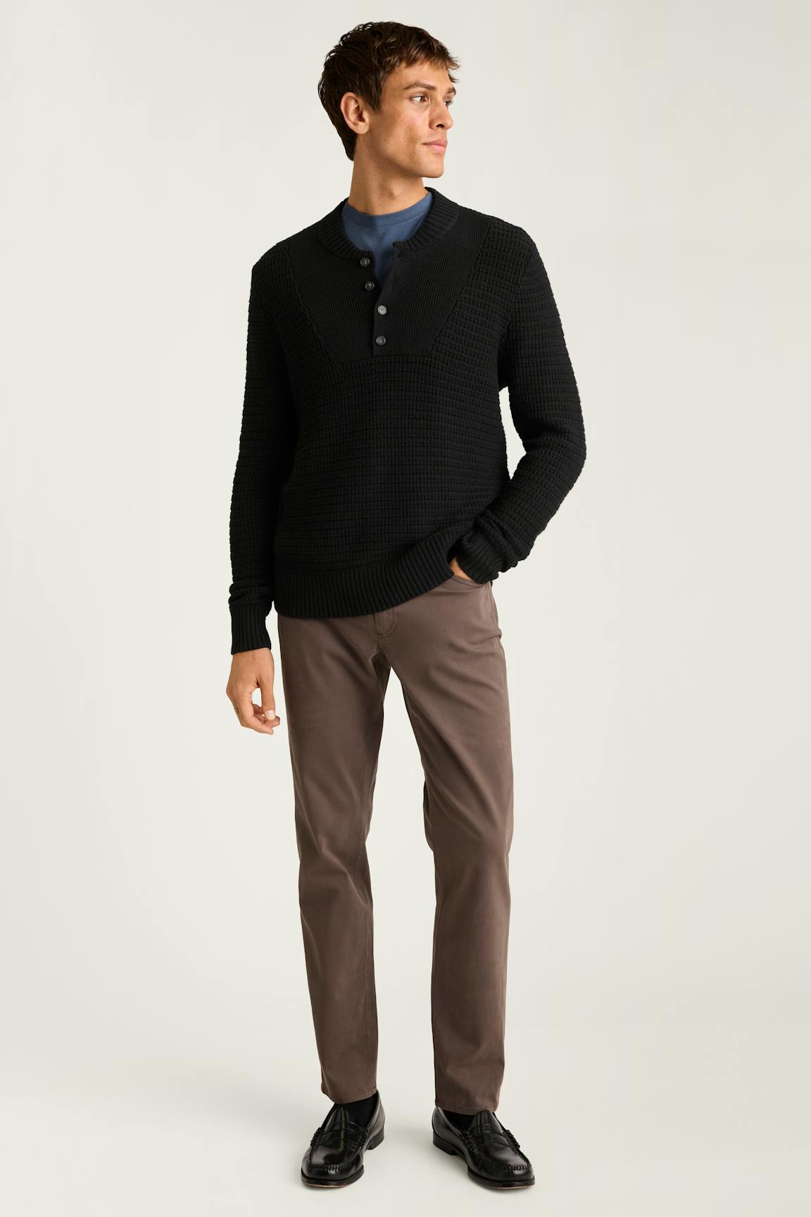 Cotton Cashmere Henley Sweater