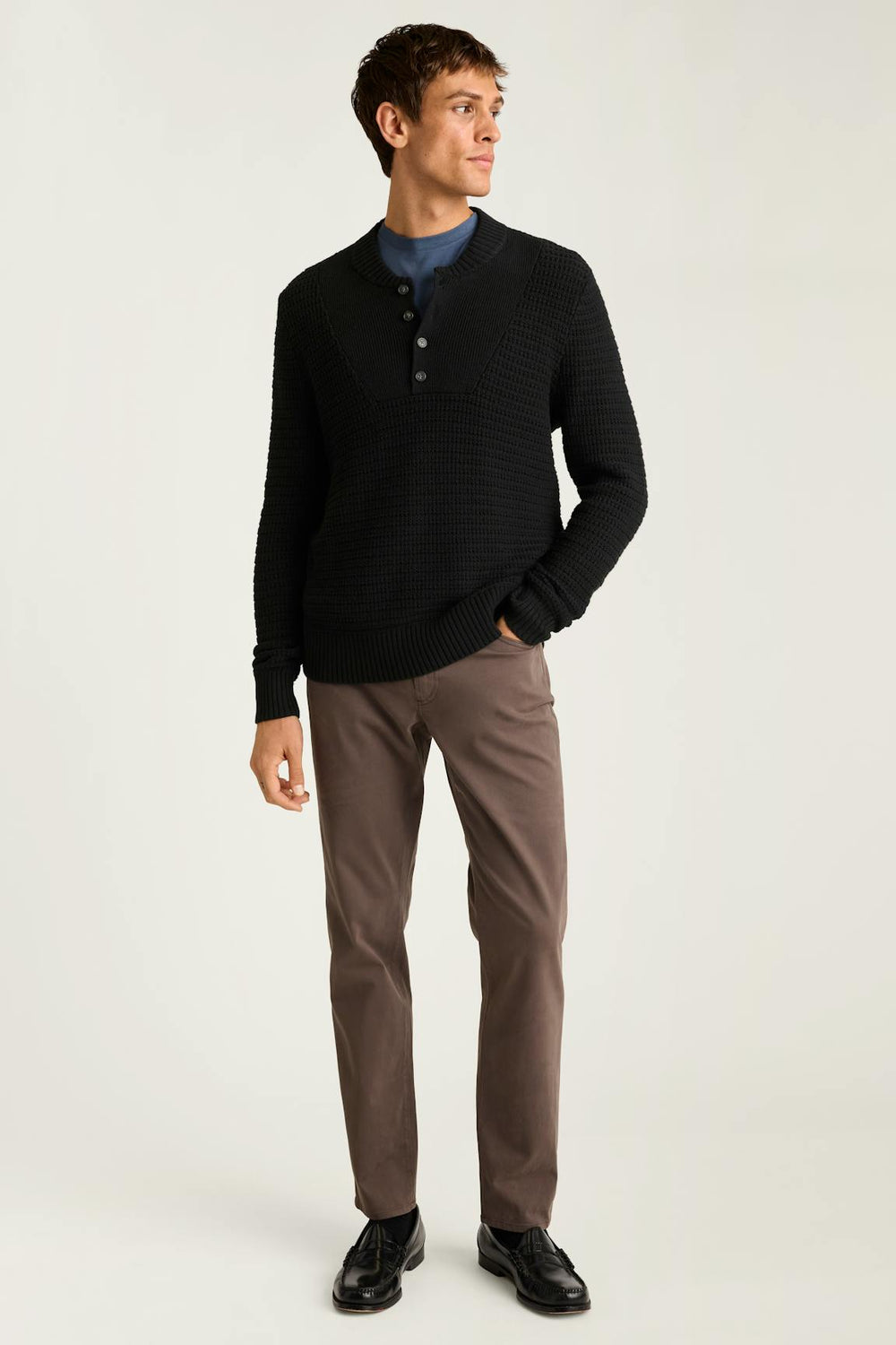 Cotton Cashmere Henley Sweater