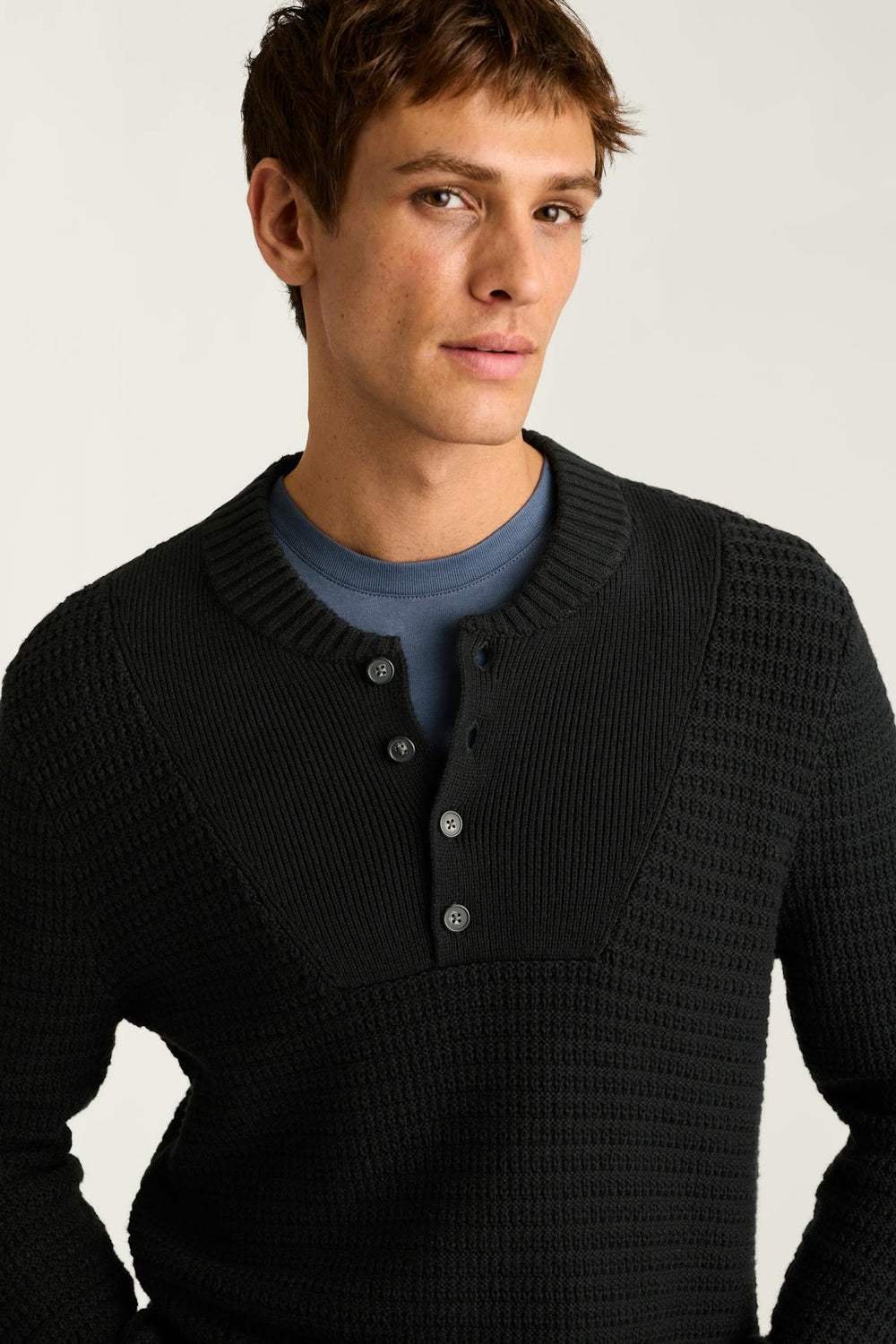 Cotton Cashmere Henley Sweater