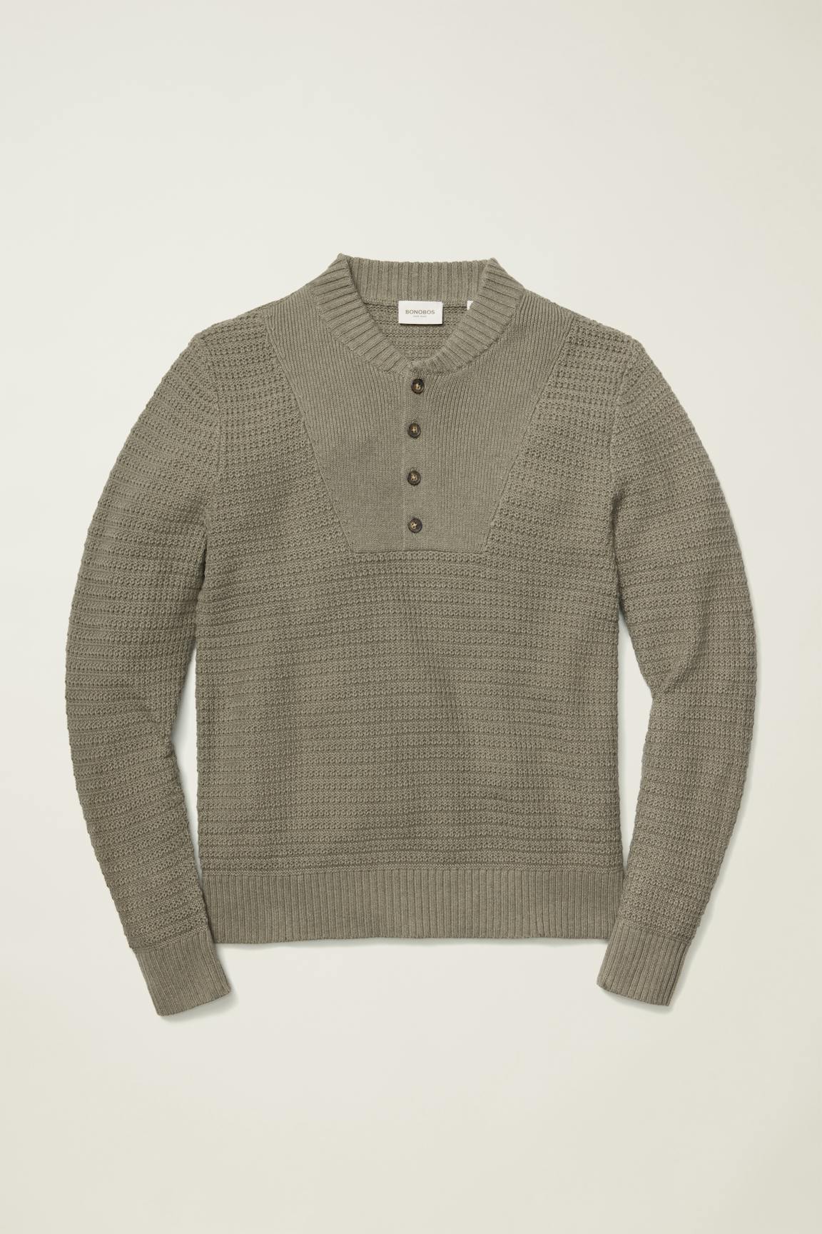 Cotton Cashmere Henley Sweater
