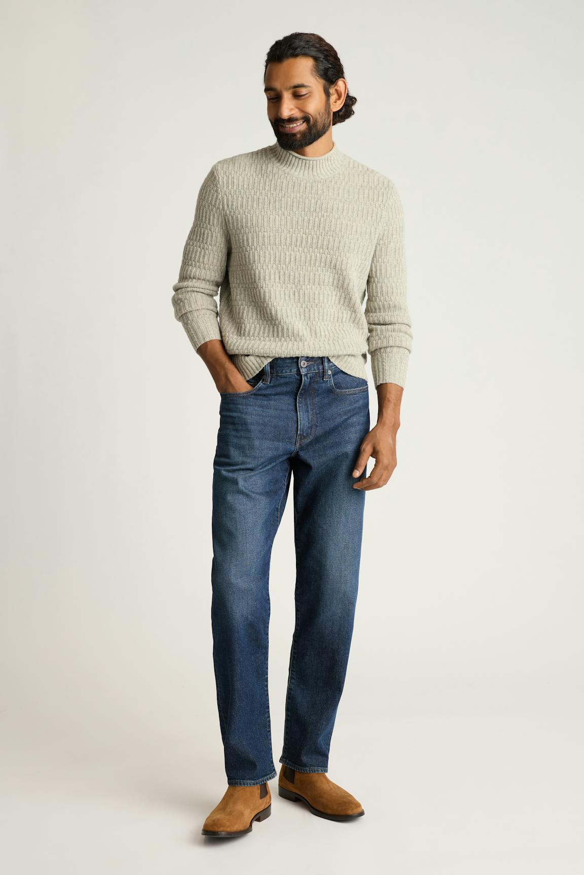 Merino Blend Mock Neck Sweater