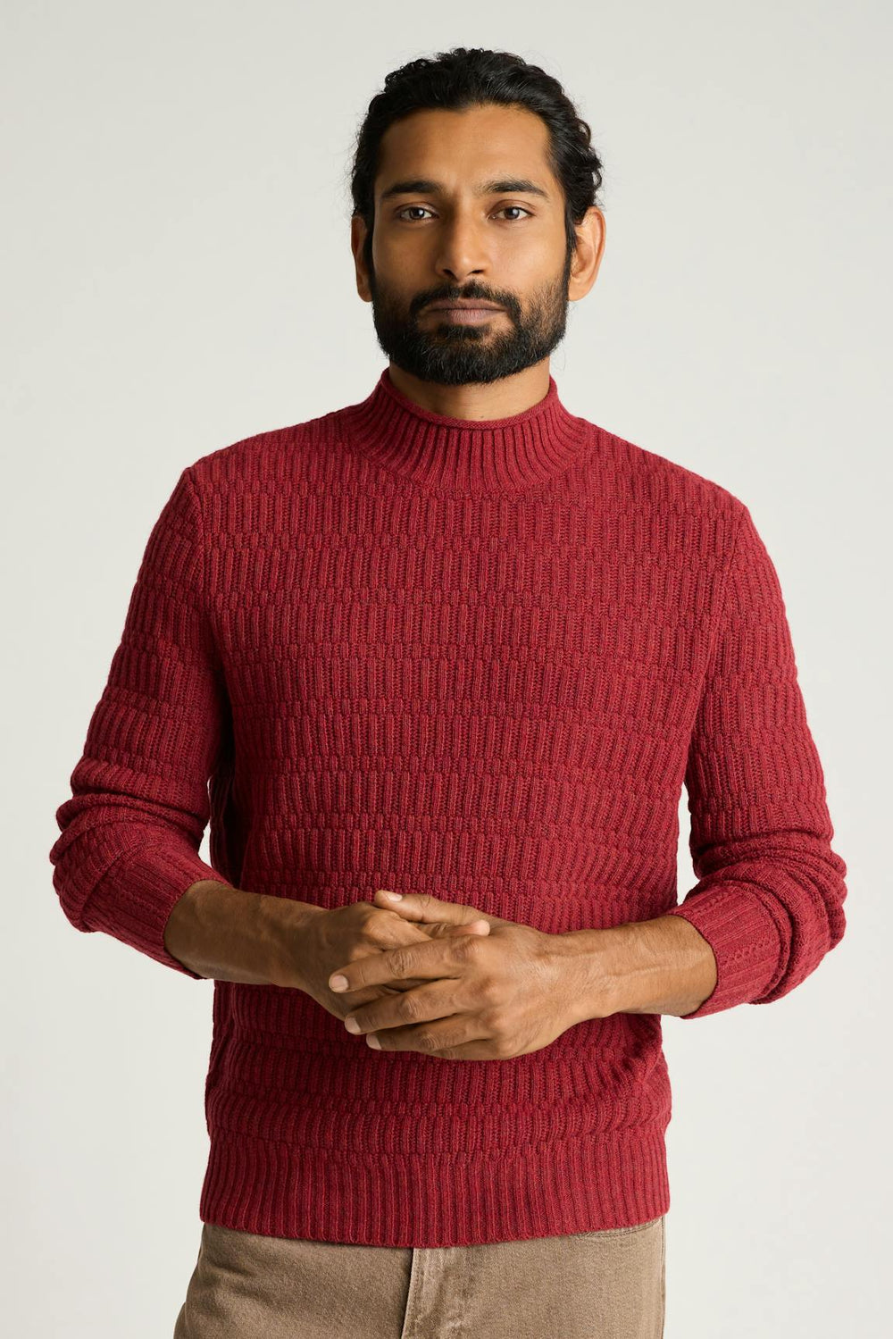 Merino Blend Mock Neck Sweater