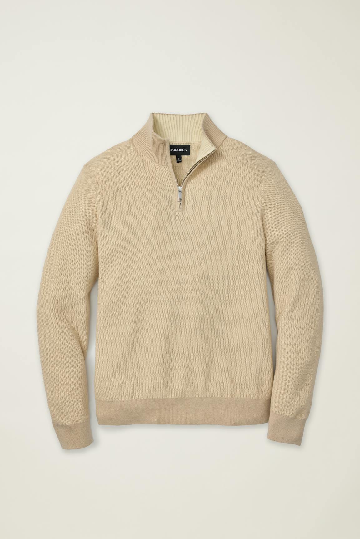 Washable Cotton Cashmere Quarter Zip
