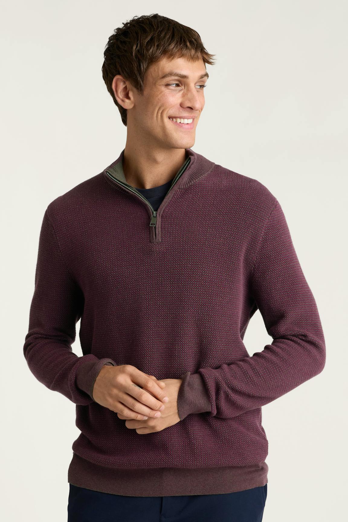 Washable Cotton Cashmere Quarter Zip