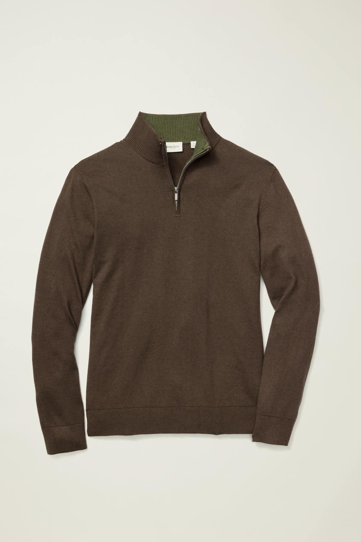 Washable Cotton Cashmere Quarter Zip