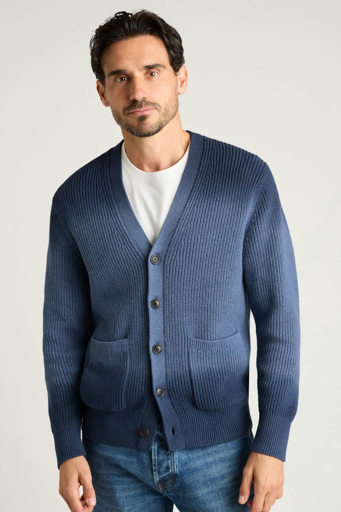 Cotton Cashmere Dip Dye Cardigan